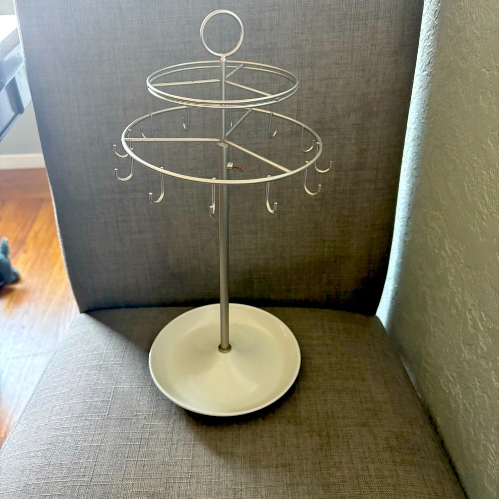 Silver Jewelry Holder with Hooks